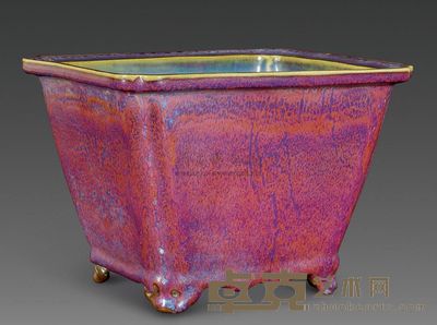 宋代 钧窑玫瑰紫釉花盆 高15.9cm；口23cm；底14.5cm