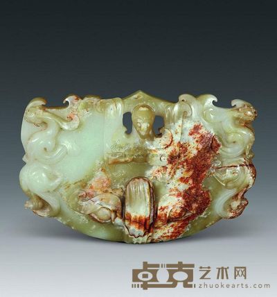 汉代 白玉鹰纹铺首 长12.3cm；宽8.3cm；重287g