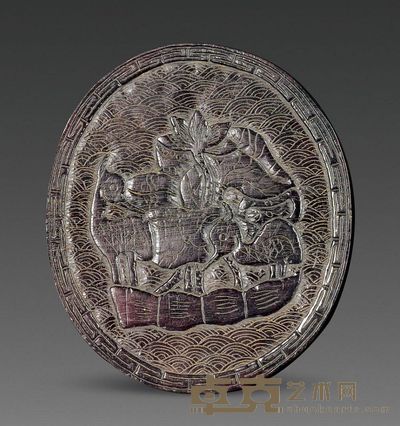 清代 苏门答腊犀角雕“一路连升”牌 长6.2cm；重27g