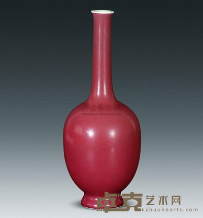 清代 祭红釉直径瓶 高20.8cm；口2.5cm；底4.5cm