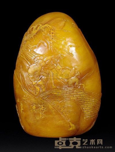 清代 柳下高仕图田黄摆件 6.7×5×3cm；重177g