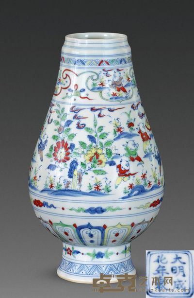 明成化 斗彩婴戏图敛口尊 高23.5cm；口6cm；底7.7cm