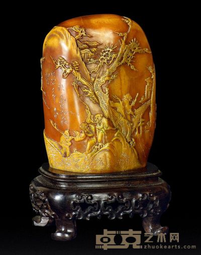 清同治 田黄秋高气爽图印章 89.33×67.23×39.83mm；重325g