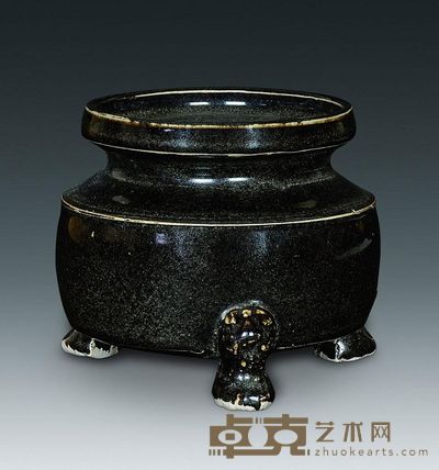 宋代 黑釉三兽足炉 高9cm；口9cm