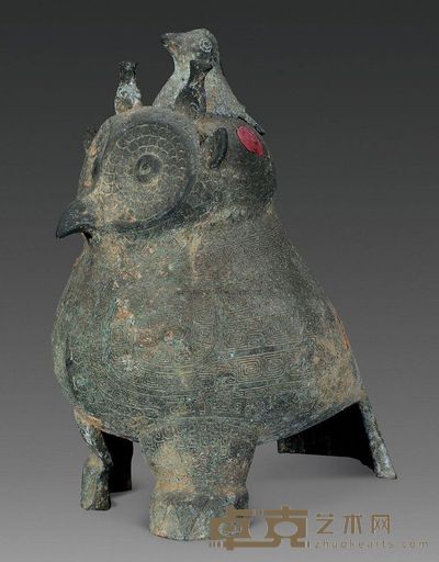 宋代 青铜鸮尊 重2955g；高26.5cm；口5cm