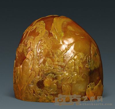 清代 田黄牧牛对弈图印章 103.34×96.94×53.53mm；重822g