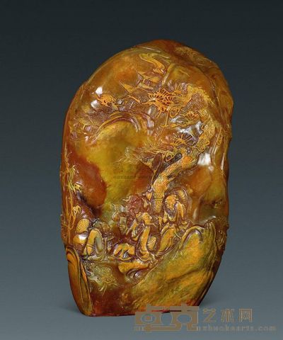 清代 田黄三老论经图大印章 120×76×53mm；重867g