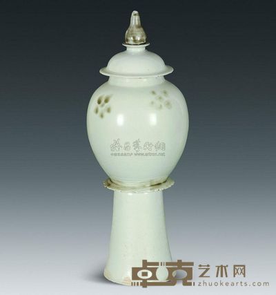 元代 白釉褐彩高足盖瓶 高36cm；口7cm；底9.8cm