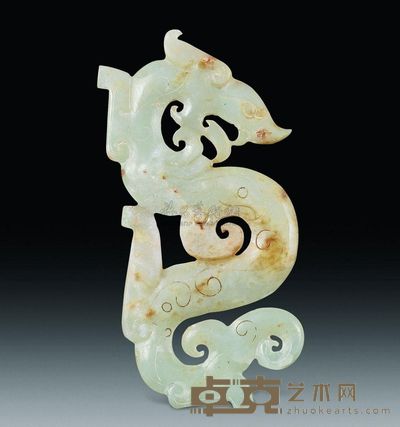 汉代 白玉“S”龙形珮 长11.1cm；重63g