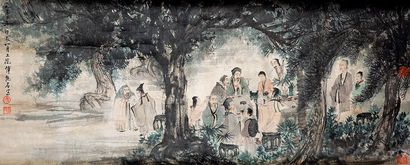 傅抱石 九老图 立轴