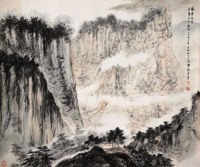 傅抱石 山水 镜心
