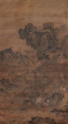 周臣 山水人物 立轴