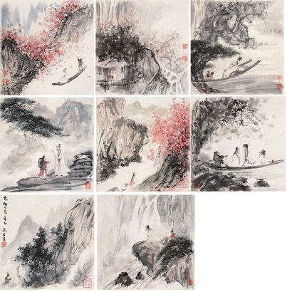 傅抱石 山水人物 册页