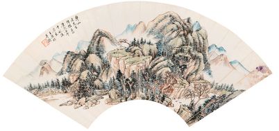 王原祁 山水 镜心