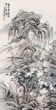 陈师曾 秋山夜话图 镜心