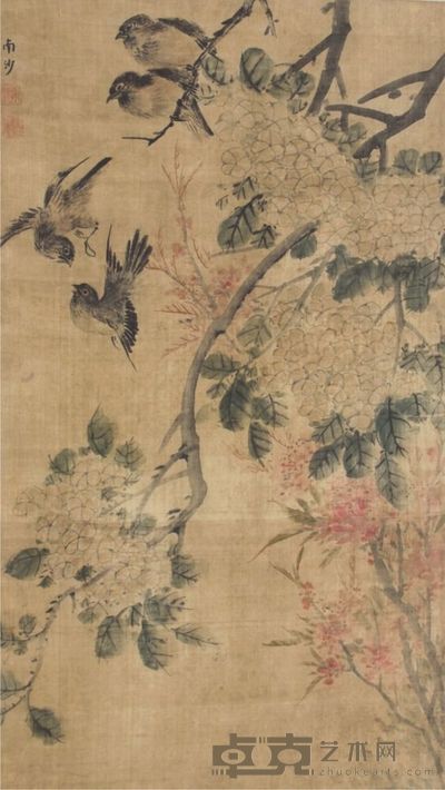 蒋庭锡花鸟立轴 77×43