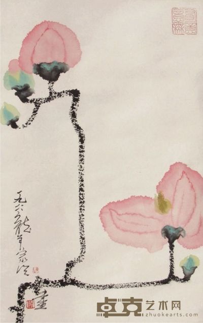 陈家冷花卉立轴 50×33