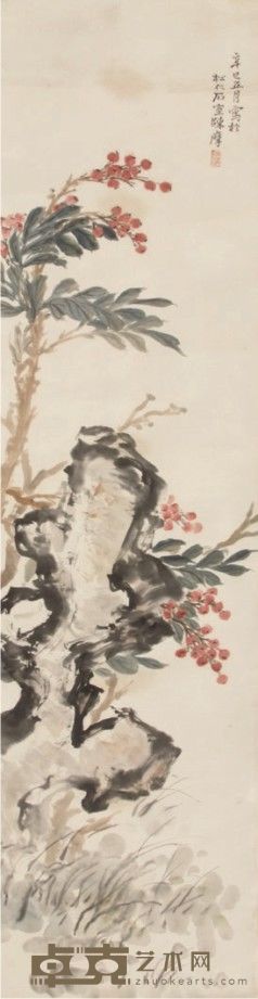 陈摩花卉立轴 109×26