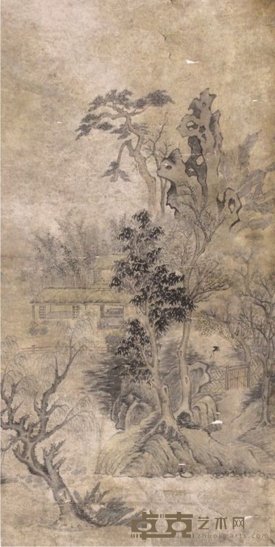 无款山水立轴 86×42