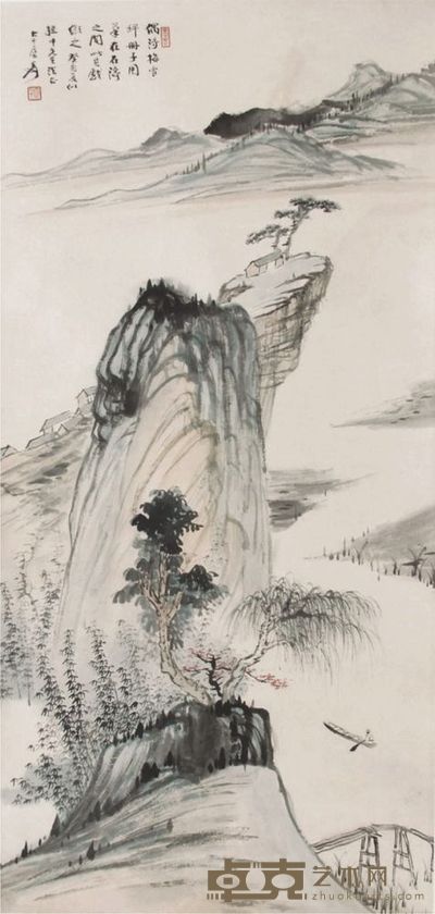 张大千山水立轴 74×34