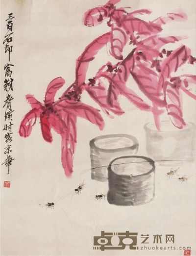 齐白石花卉镜片 66×50