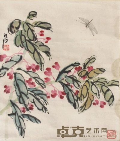 齐白石草虫立轴 45×37