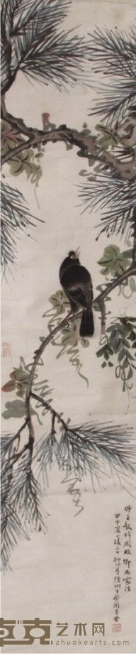 路易给花鸟立轴 134×26