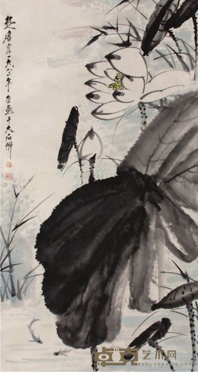 唐云荷花立轴 97×51