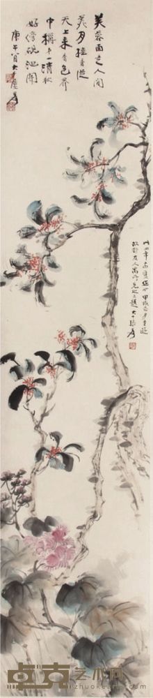 张大千花卉立轴 135×53