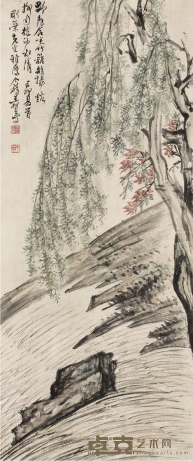王个簃花卉立轴 105×45