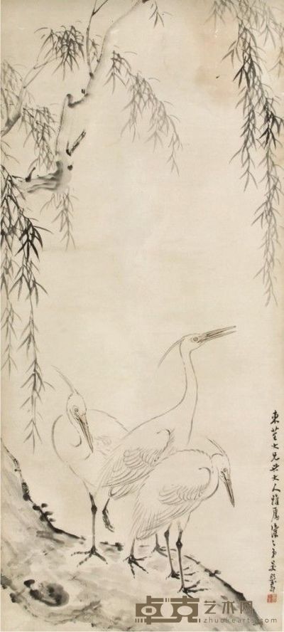 吴熙载花鸟立轴 130×58