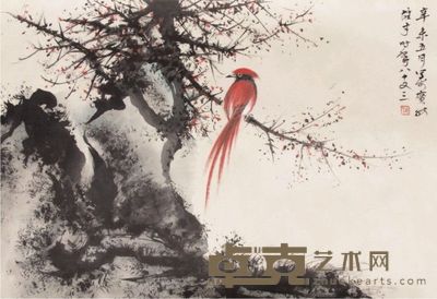 黎雄才花鸟横披 44×68