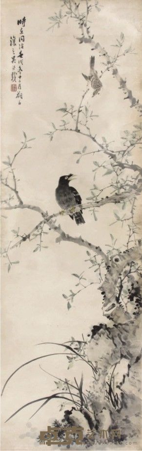 吴熙载花鸟立轴 138×44