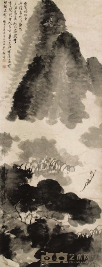 梅清山水立轴 135×50