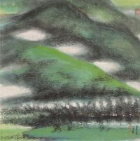陈佩秋青绿山水镜片