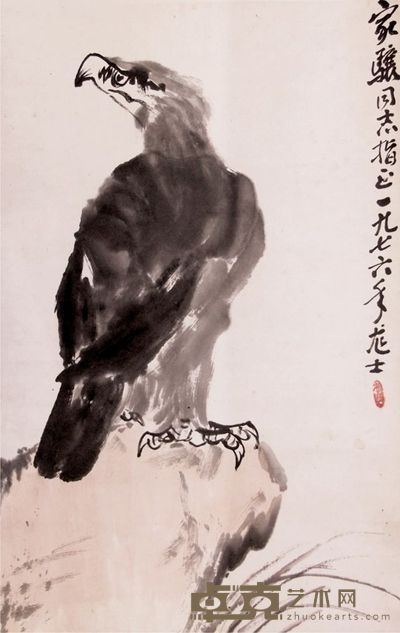 萧龙士鹰立轴 67×42