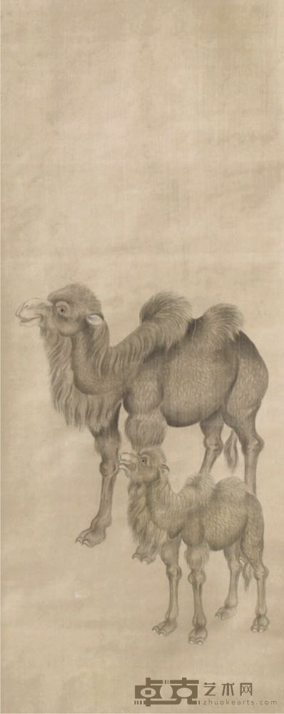 无款绢本骆驼立轴 120×49
