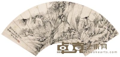 莲溪人物扇面 