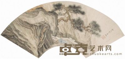 陈少梅山水人物扇面 