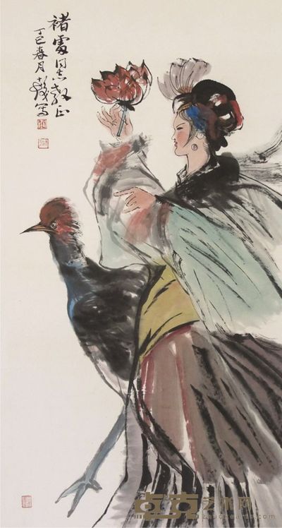 程十发人物立轴 136×49