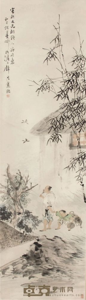 倪田人物立轴 146×38