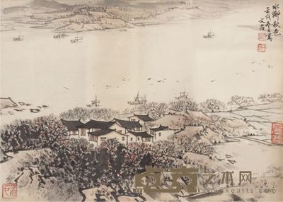 宋文治山水镜片 27×37