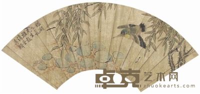 李鱓花鸟扇面 