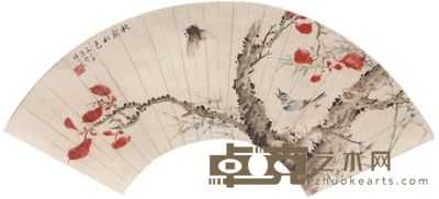 陆小曼花鸟扇面 