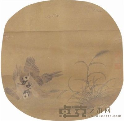 无款花鸟镜片 