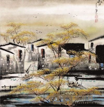 郑淑芳山水镜芯 34×134