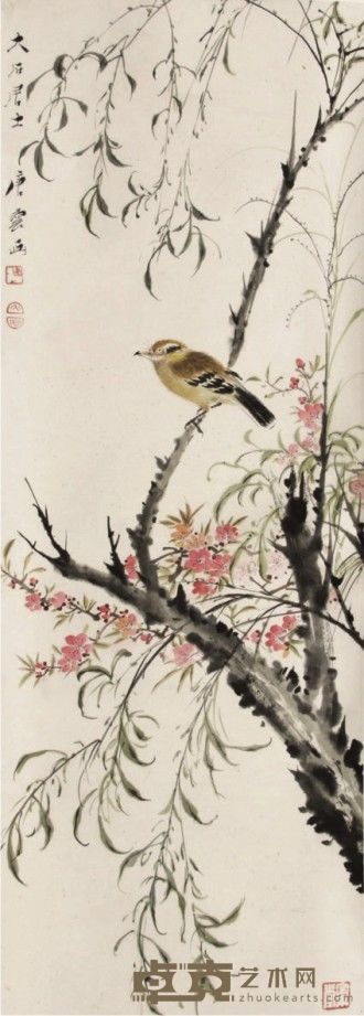 唐云花鸟立轴 89×33