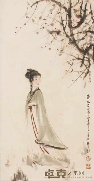 傅抱石人物立轴 70×37