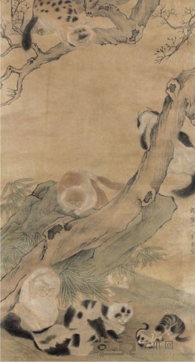 新罗山人猫立轴 130×70