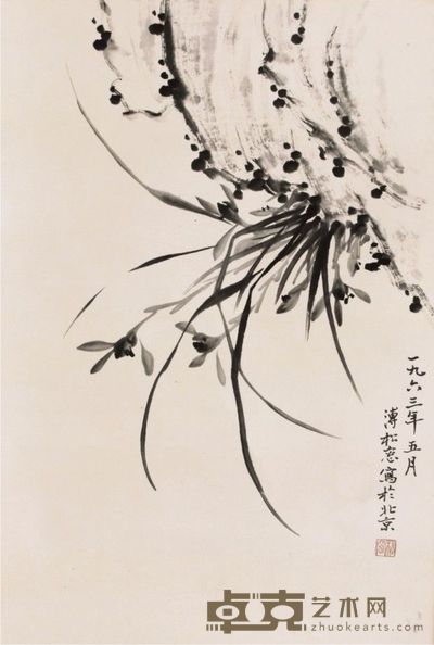 溥松密兰石图立轴 60×40
